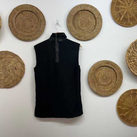 Helmut Lang Black Mock Neck Turtleneck Leather Sleeveless Tank Top Small - Picture 2 of 7